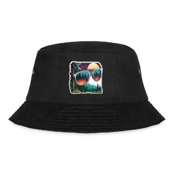 Sonnenbrille / Reflektion / Wald / Spiegelung - Bucket Hat - Schwarz - Vorne - Lela (165cm)