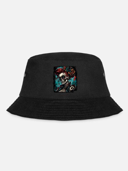 Skull / Totenkopf / Skelett / Gothic / Tattoo - Bucket Hat - Schwarz
