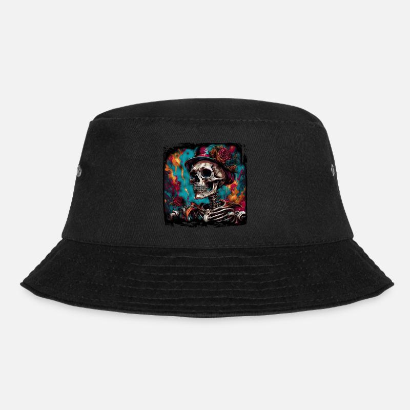 Skull / Totenkopf / Skelett / Gothic / Tattoo - Bucket Hat - Schwarz