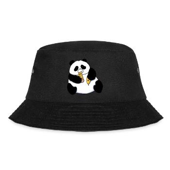 Fat Panda Bear Eating Pizza Comic Style - Bucket Hat - black - Front - Lela (165cm)