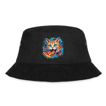 Pizza / Fast Food / Italienisch / Margherita - Bucket Hat - Schwarz - Vorne - Lela (165cm)