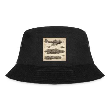 Blueprint / Sepia / Vintage / Retro / Robot - Bucket Hat - black - Front - Lela (165cm)