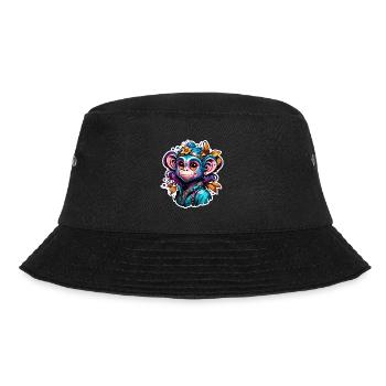 Cute Monkey / Monkey Girl / Cute / Hair Bow - Bucket Hat - black - Front - Lela (165cm)
