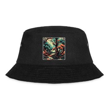 Forest / Psychedelic / Trees / Wilderness / Goa - Bucket Hat - black - Front - Lela (165cm)