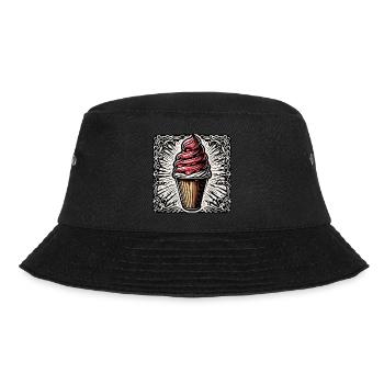 Eiscreme / Sorbet / Gelato / Sommer / Sonne - Bucket Hat - Schwarz - Vorne - Lela (165cm)