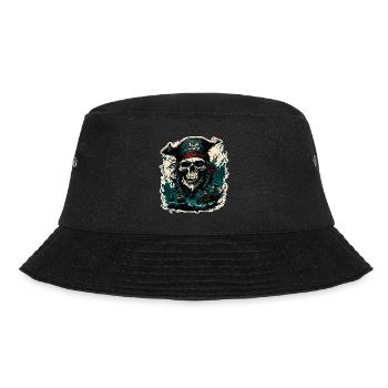Pirat / Ahoi / Anker / Kapitän / Totenkopf / Rum - Bucket Hat - Schwarz - Vorne - Lela (165cm)