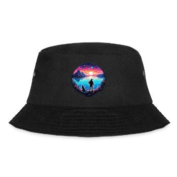 Angler Siluette / angeln / Fisch / See / Sport - Bucket Hat - Schwarz - Vorne - Lela (165cm)