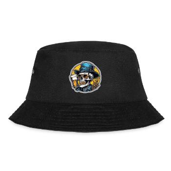 Skull / Totenkopf / Skelett / Gothic / Bier - Bucket Hat - Schwarz - Vorne - Lela (165cm)