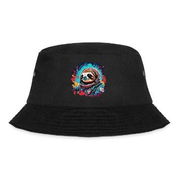 Astronaut / Weltall / Tier / Faultier / Raumschiff - Bucket Hat - Schwarz - Vorne - Lela (165cm)