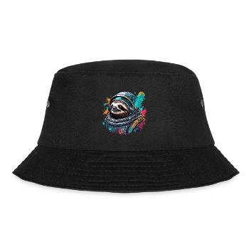 Astronaut / Weltall / Tier / Faultier / Raumschiff - Bucket Hat - Schwarz - Vorne - Lela (165cm)