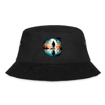 Angler Siluette / angeln / Fisch / See / Sport - Bucket Hat - Schwarz - Vorne - Lela (165cm)