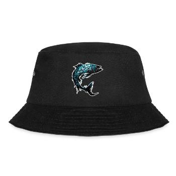 Angler Siluette / angeln / Fisch / See / Sport - Bucket Hat - Schwarz - Vorne - Lela (165cm)