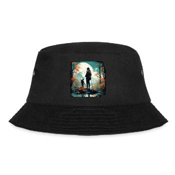 Angler Siluette / angeln / Fisch / See / Sport - Bucket Hat - Schwarz - Vorne - Lela (165cm)
