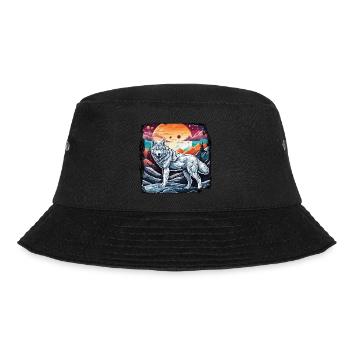 Wolf / Rudel / Wald / Wild / Tierwelt / heulen - Bucket Hat - Schwarz - Vorne - Lela (165cm)