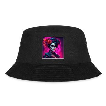 La Catrina/ Tattoo / Mexiko / Totenkopf / Skull - Bucket Hat - Schwarz - Vorne - Lela (165cm)
