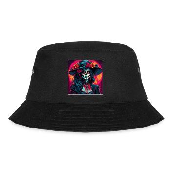 La Catrina/ Tattoo / Mexiko / Totenkopf / Skull - Bucket Hat - Schwarz - Vorne - Lela (165cm)