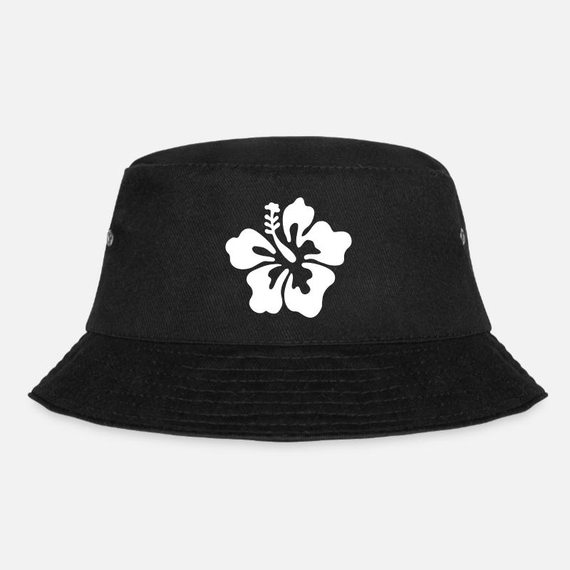 Hibiscus Flower - White - Bucket Hat - Schwarz