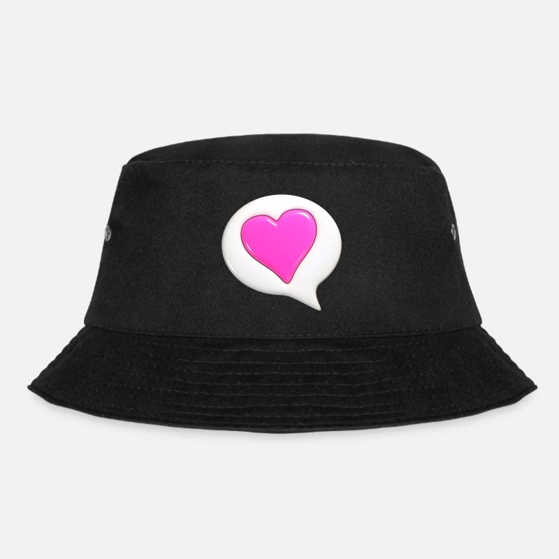 Pink colored heart in white speech bubble - Bucket Hat - black
