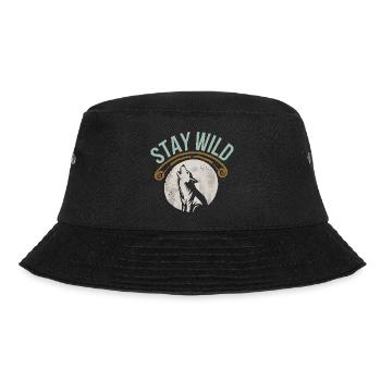 Stay Wild Wolf T-Shirt - Bucket Hat - Schwarz - Vorne - Lela (165cm)