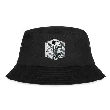 Graustufen-Kletterer-Illustration - Bucket Hat - Schwarz - Vorne - Lela (165cm)