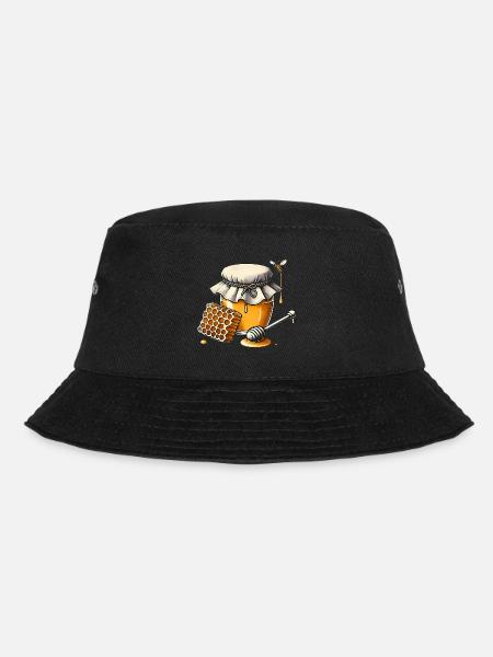 Rustikales Honigglas mit tropfender Wabe - Bucket Hat - Schwarz