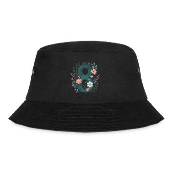Blumen Zahl 8 Design - Bucket Hat - Schwarz - Vorne - Lela (165cm)