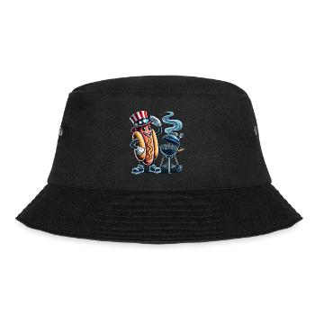 Smokin Hot BBQ Retro Hot Dog Design - Bucket Hat - Schwarz - Vorne - Lela (165cm)