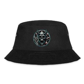 Skull mit Hörnern Pentagramm macht devil horns - Bucket Hat - Schwarz - Vorne - Lela (165cm)