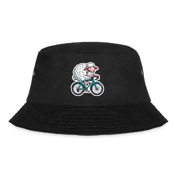 Glückliches Schaf Reiten Fahrrad Karikatur - Bucket Hat - Schwarz - Vorne - Lela (165cm)