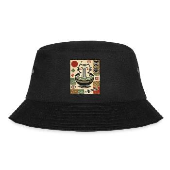 Ramen Noodles Chat Ukiyo-E Japonais Streetwear - Bob - noir - Devant - Lela (165cm)