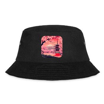 Asien Kirschblüte Tempel Urlaub - Bucket Hat - Schwarz - Vorne - Lela (165cm)