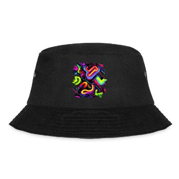 Neon Party Oldschool Color Glow UV - Bucket Hat - Schwarz - Vorne - Lela (165cm)