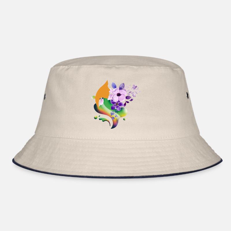 Floral Rainbow Silhouette Bucket Hat