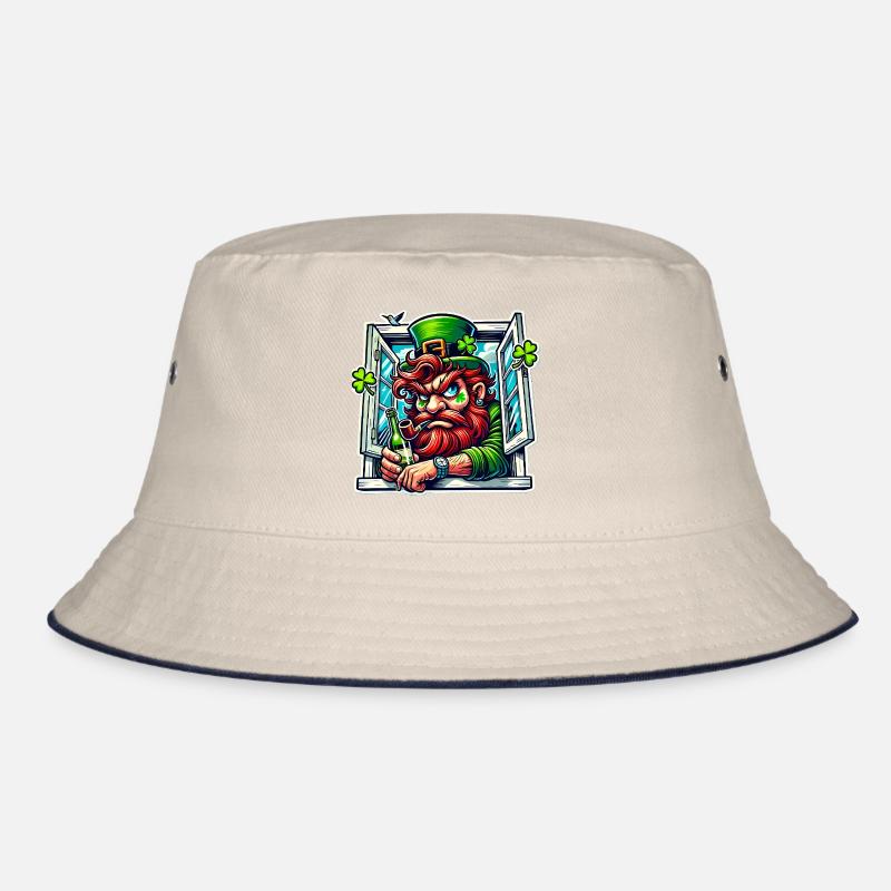 Grumpy Leprechaun St Patricks Window Bucket Hat