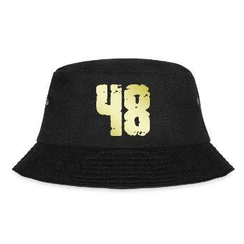 48 Zahl Vintage - Bucket Hat - Schwarz - Vorne - Lela (165cm)