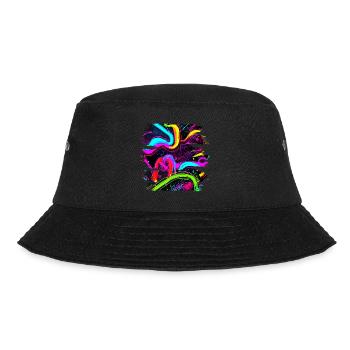 Neon Style 80s Retro Party Color Glow - Bucket Hat - Schwarz - Vorne - Lela (165cm)