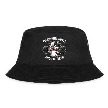 Angry Cow Lifting Weights Illustration - Bucket Hat - black - Front - Lela (165cm)
