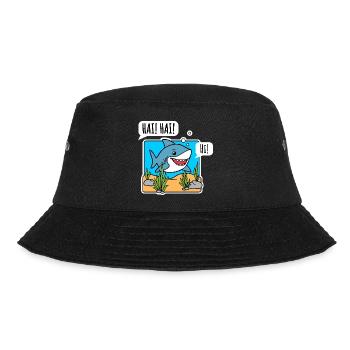 The nice shark says hello happily! Say hi to the shark! - Bucket Hat - black - Front - Lela (165cm)