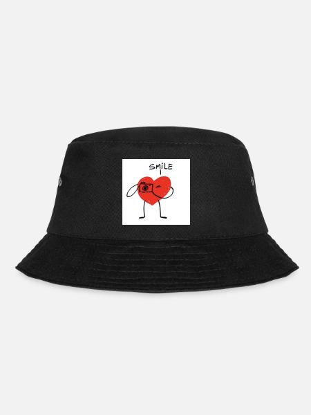 Herz mit Kamera Cartoon - Bucket Hat - Schwarz