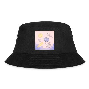 Pastellmeer Muscheln Seesterne - Bucket Hat - Schwarz - Vorne - Lela (165cm)