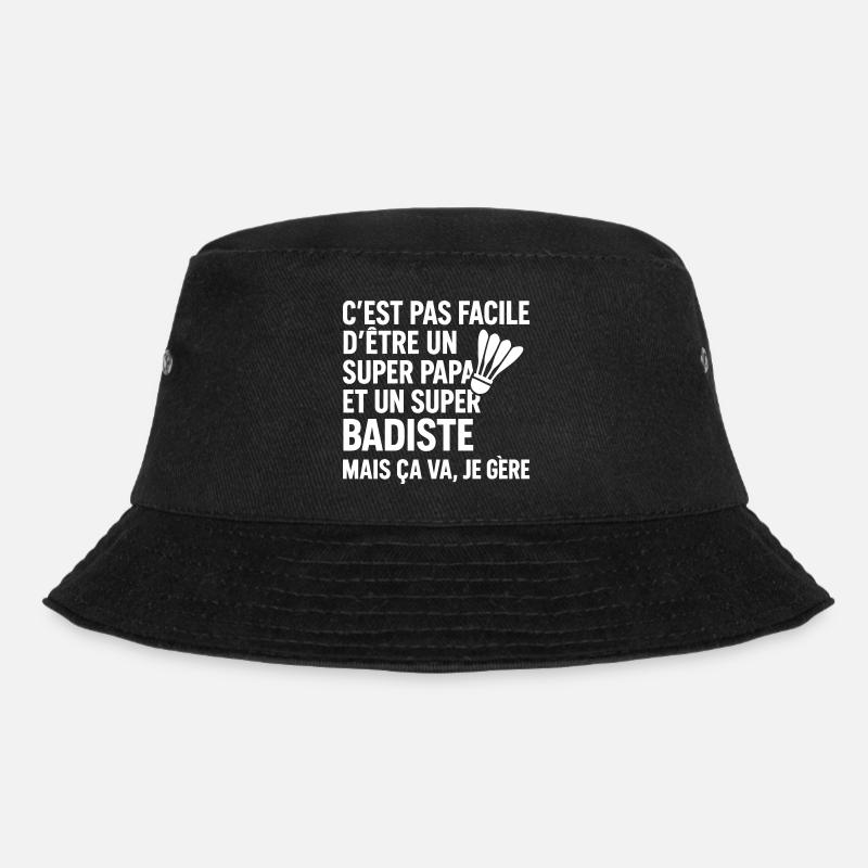 Badminton – Super Papa Badminon - Bucket Hat - Schwarz