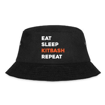 Essen, schlafen, Kitbash wiederholen, wiederholen - Bucket Hat - Schwarz - Vorne - Lela (165cm)