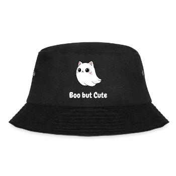 Boo but Cute Cat Ghost Illustration - Bucket Hat - black - Front - Lela (165cm)