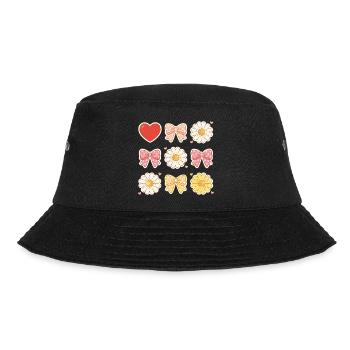 Pastel Daisy Bows Heart Pattern - Bucket Hat - black - Front - Lela (165cm)