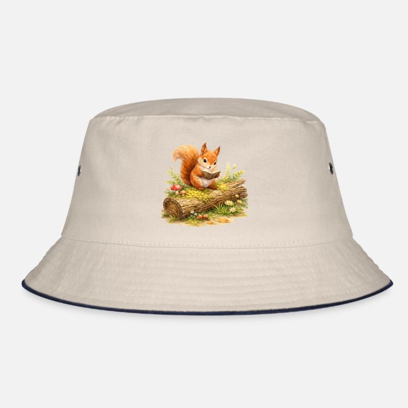 Eichhörnchen liest Buch Illustration  Bucket Hat