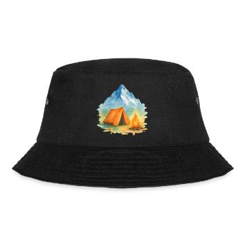 Watercolor Campfire Mountain - Bucket Hat - black - Front - Lela (165cm)