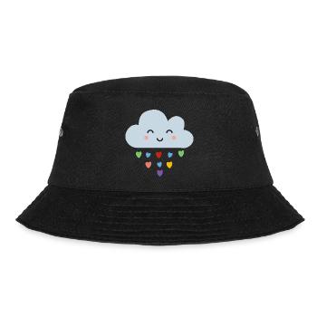 Cute Cloud Rainbow Hearts Kawaii Happy Mood Design - Bucket Hat - black - Front - Lela (165cm)