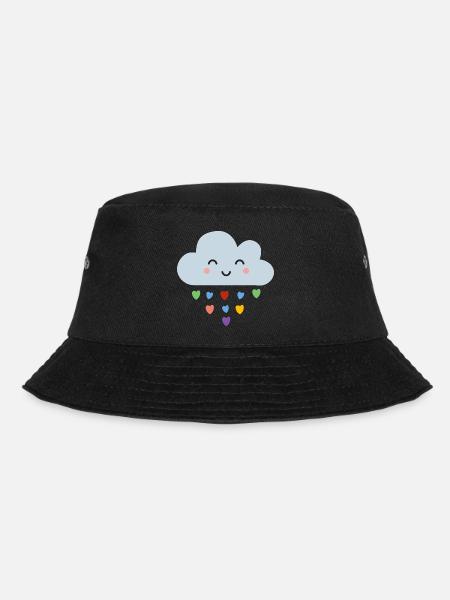 Mignons nuages en forme de cœurs arc-en-ciel Kawaii Happy Mood Design - Bob - noir