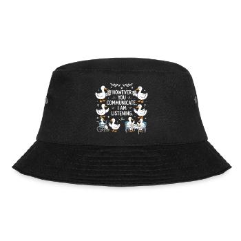 Egal, wie deine Stimme klingt, ich bleibe dran. - Bucket Hat - Schwarz - Vorne - Lela (165cm)