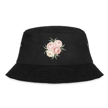 Pfingstrosen Bouquet in Rosa - Bucket Hat - Schwarz - Vorne - Lela (165cm)